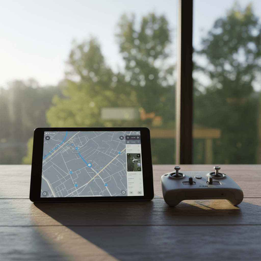 Tablet and drone controller with flight map